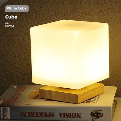 Maricel Long Cube / USB Charging Nordic Solid Wood Decoration USB Table Lamp Bedroom