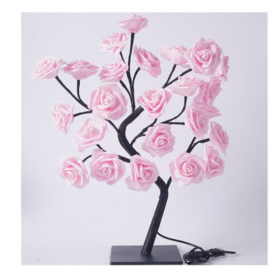 Maricel Long Black Outsole And Pink Upper / Warm White LED Rose Tree Cherry Blossom Christmas Lights Rose Night Lamp