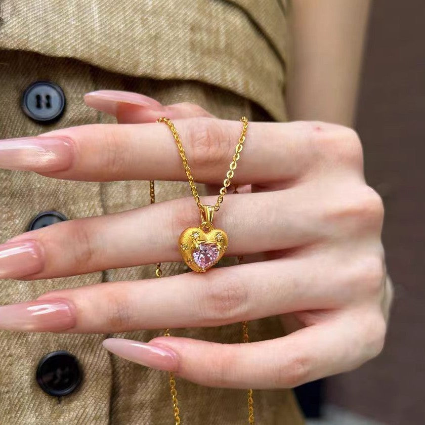 Heart Charm Jewelry Set – Gold-Plated (Ring, Necklace & Pendant)