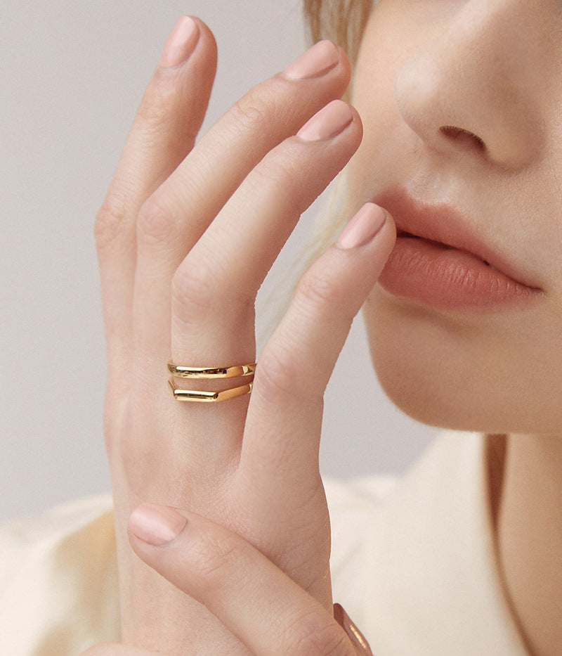 Double Band Minimal Ring – Gold-Plated Brass