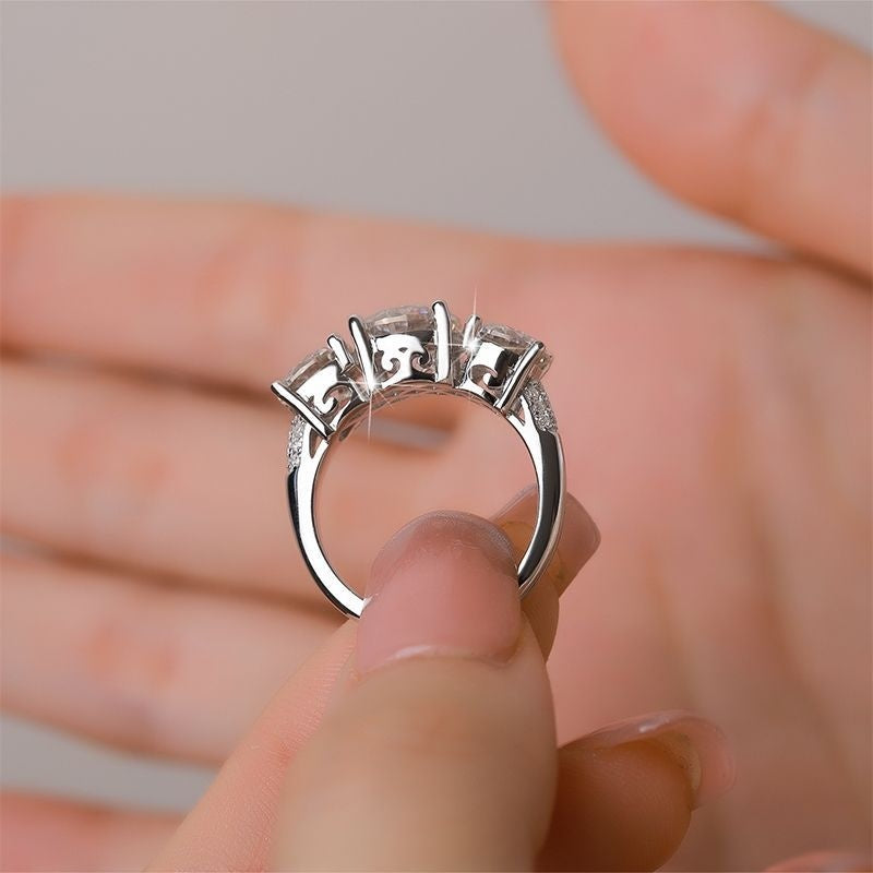 Color Moissanite Silver Ring