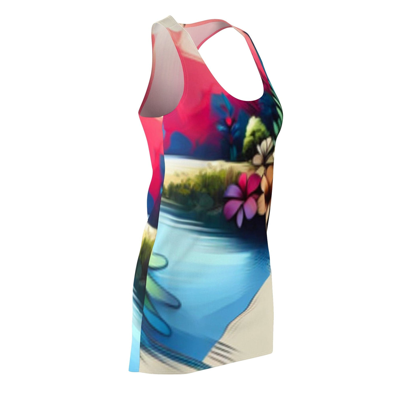 Printify All Over Prints L Vibrant Floral Racerback Dress - Perfect for Summer Celebrations