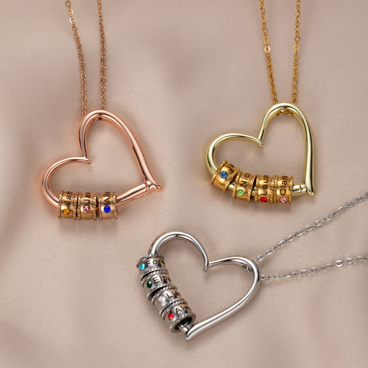 Stainless Steel Copper Love Beaded Diamond Pendant