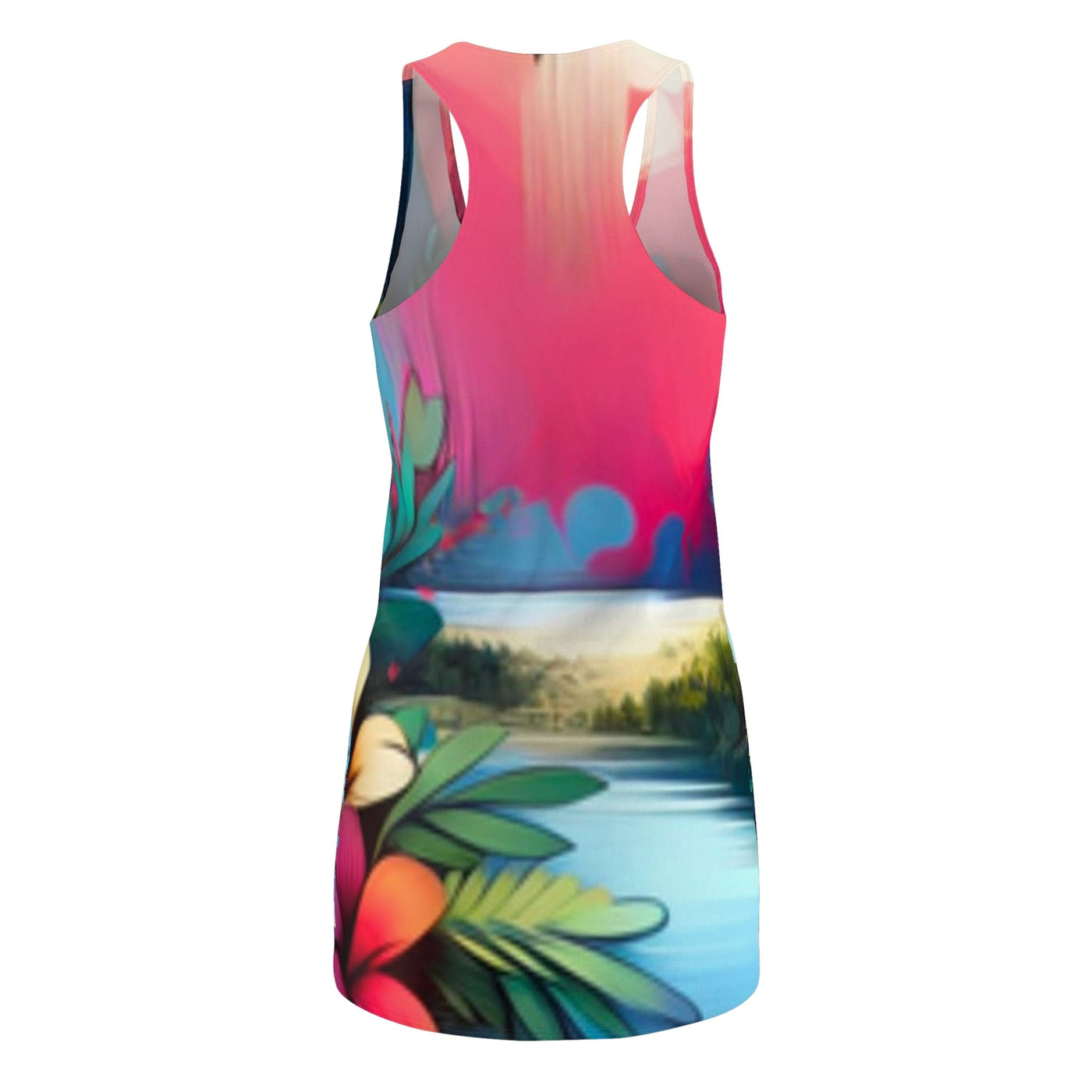 Printify All Over Prints L Vibrant Floral Racerback Dress - Perfect for Summer Celebrations