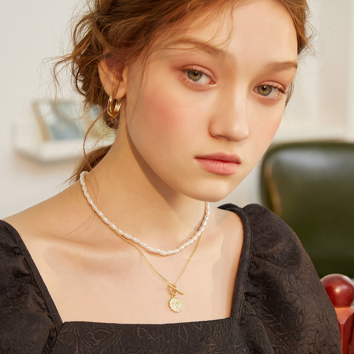 Gold French Double Necklace