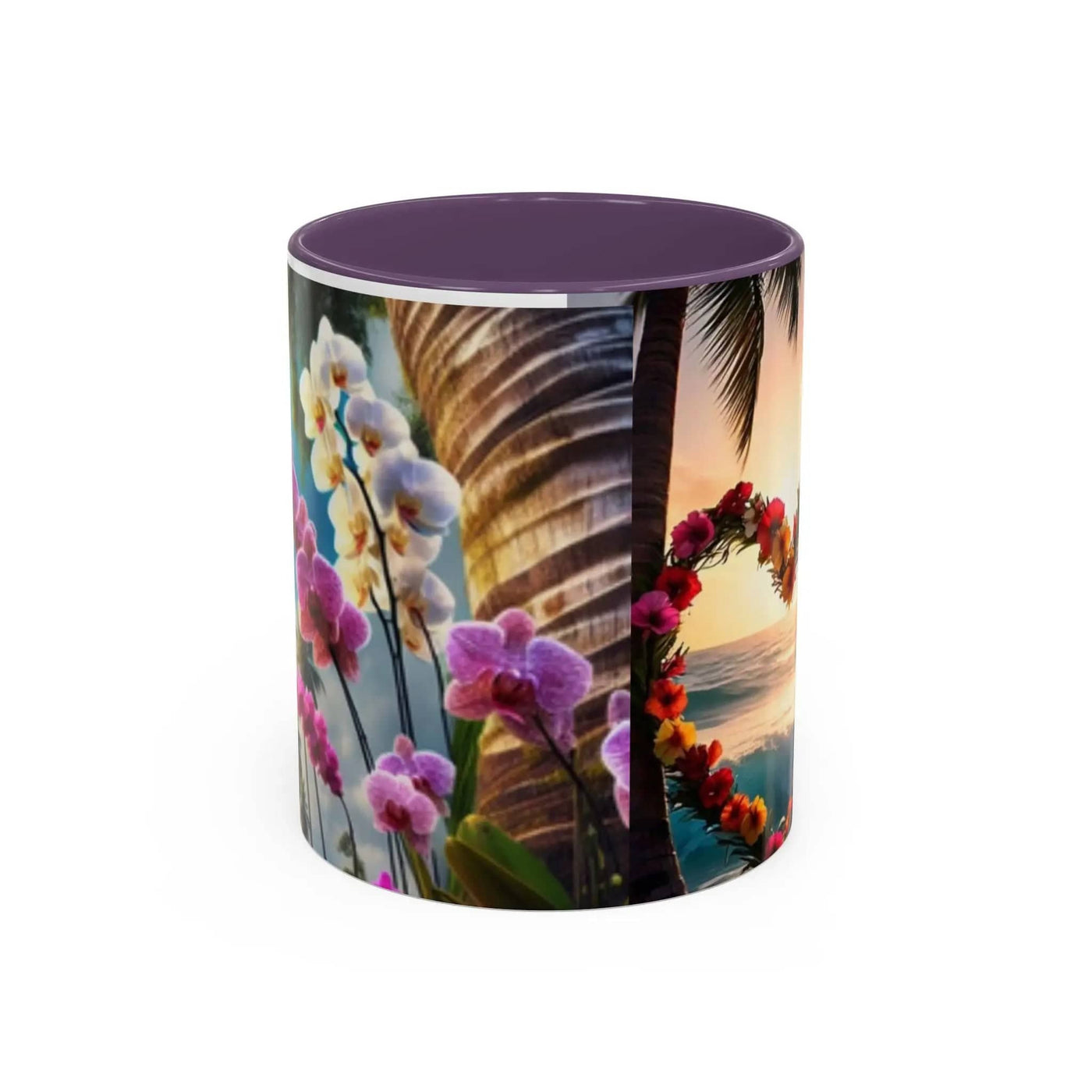 Printify Mug 11oz / Purple Mug Heart Floral Design Accent Coffee Mug (11, 15oz)