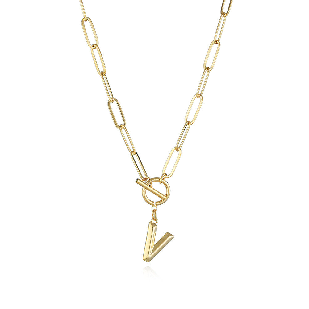 Letter Necklace Real Gold Plated Trend Hip Hop Necklace