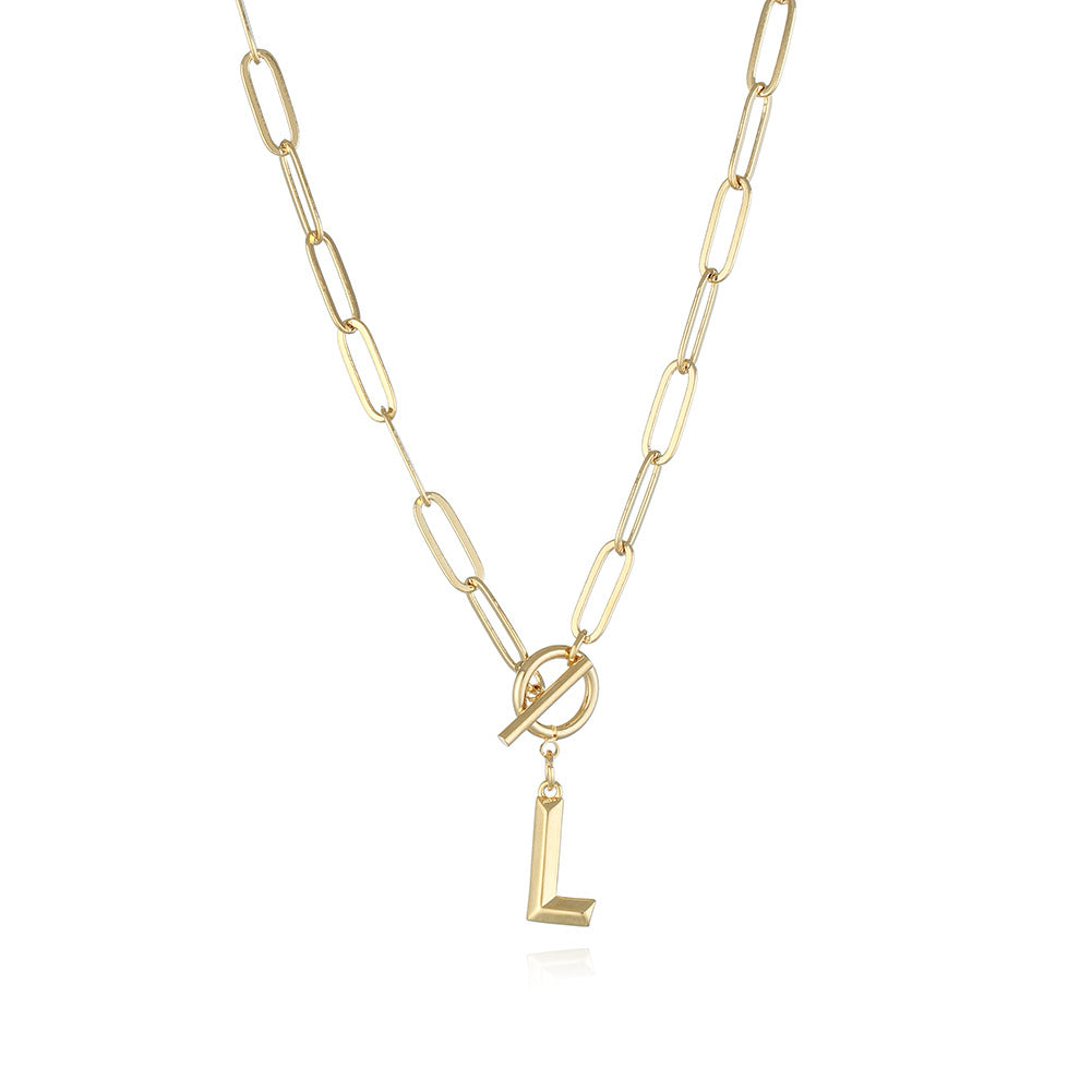 Letter Necklace Real Gold Plated Trend Hip Hop Necklace
