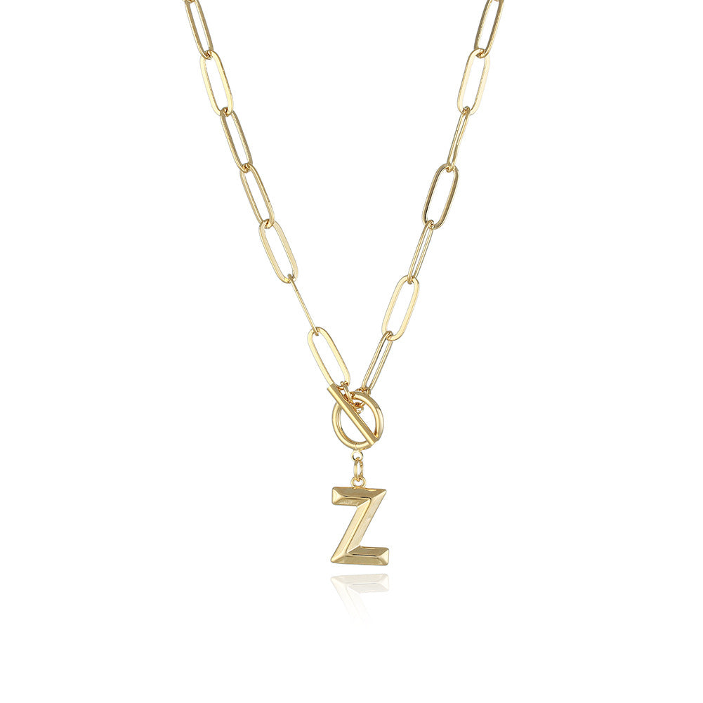 Letter Necklace Real Gold Plated Trend Hip Hop Necklace