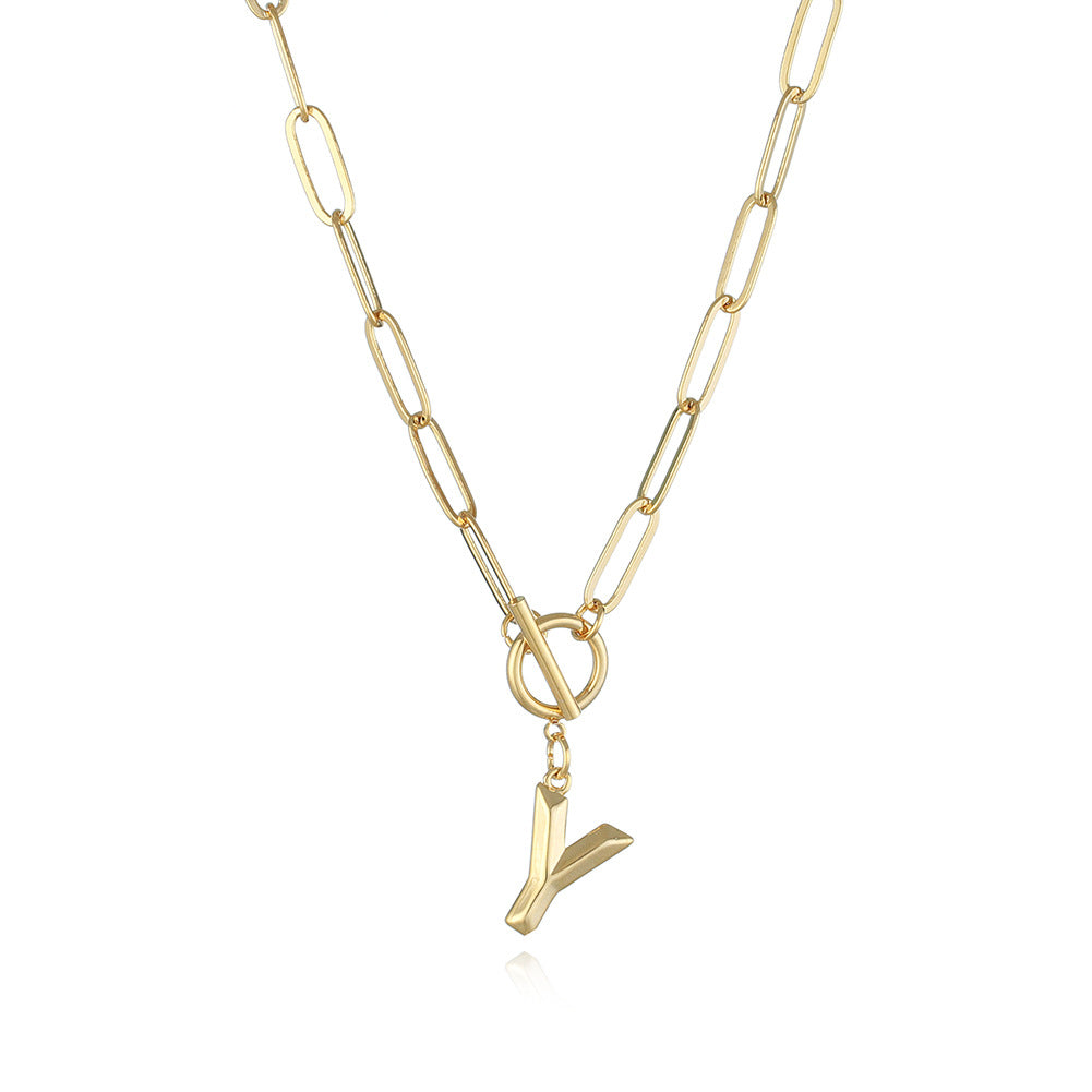 Letter Necklace Real Gold Plated Trend Hip Hop Necklace