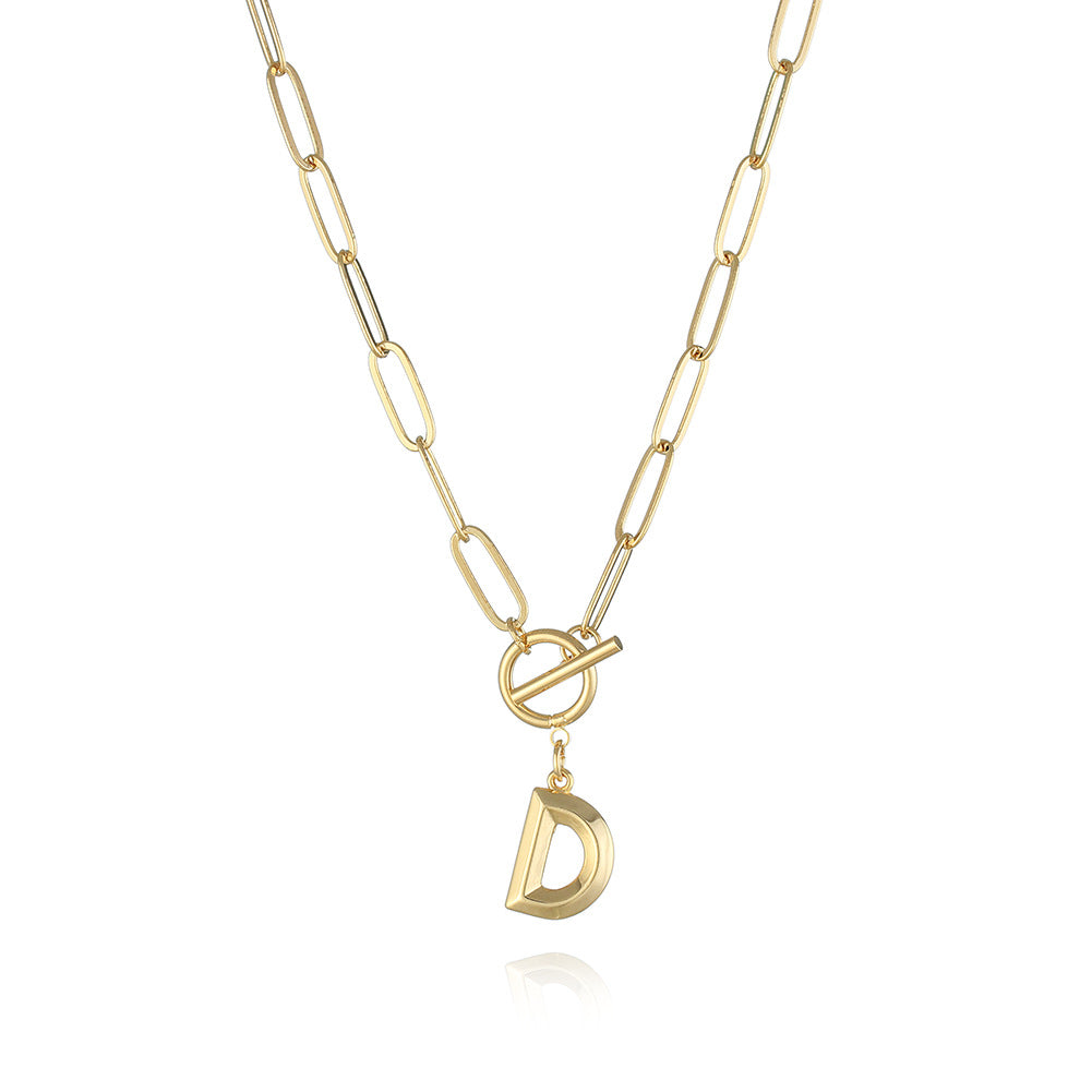 Letter Necklace Real Gold Plated Trend Hip Hop Necklace