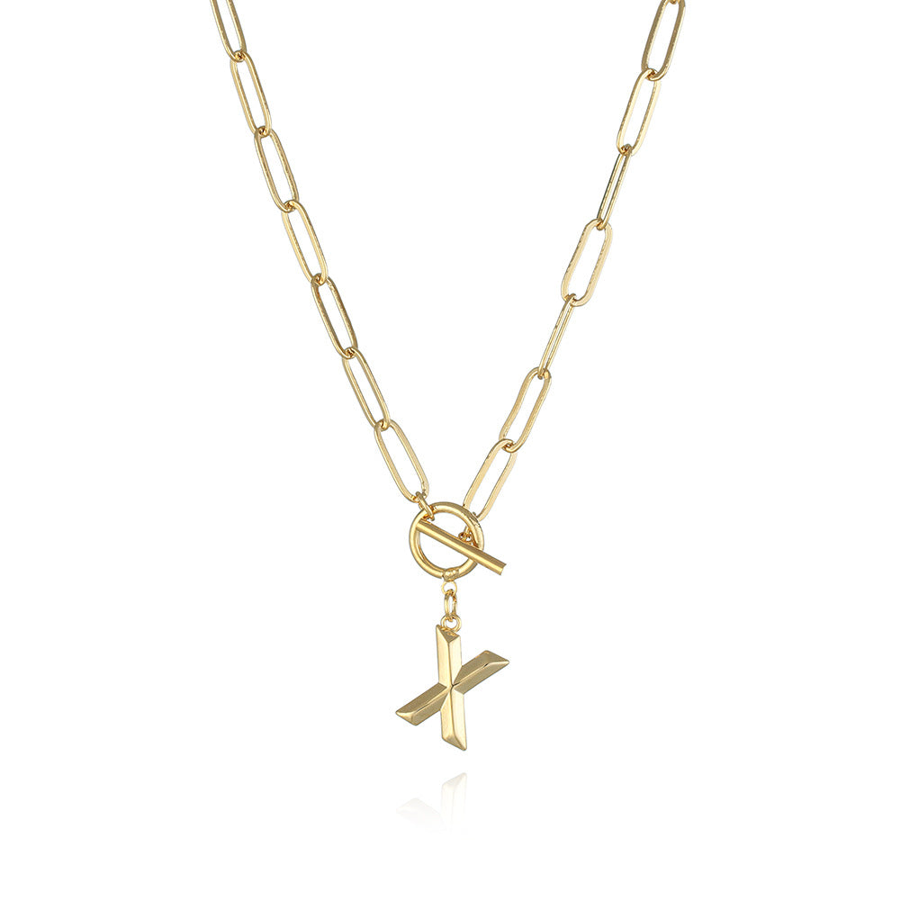 Letter Necklace Real Gold Plated Trend Hip Hop Necklace