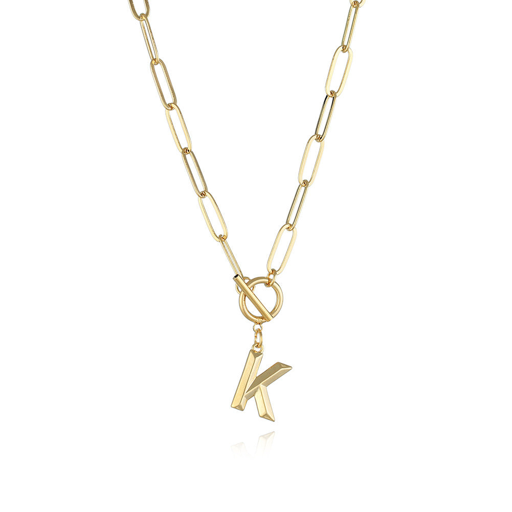 Letter Necklace Real Gold Plated Trend Hip Hop Necklace