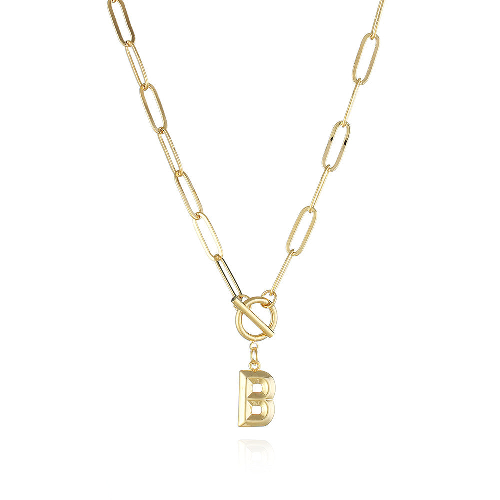 Letter Necklace Real Gold Plated Trend Hip Hop Necklace