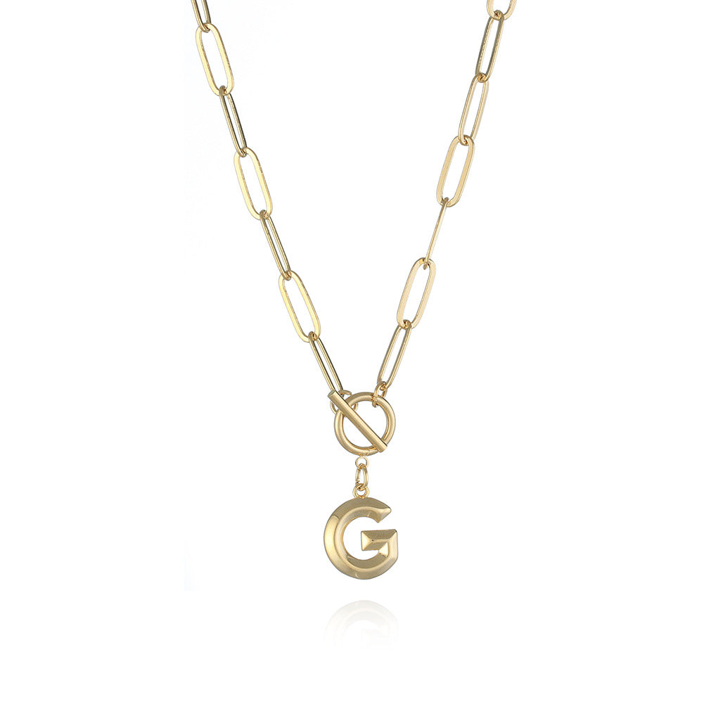 Letter Necklace Real Gold Plated Trend Hip Hop Necklace