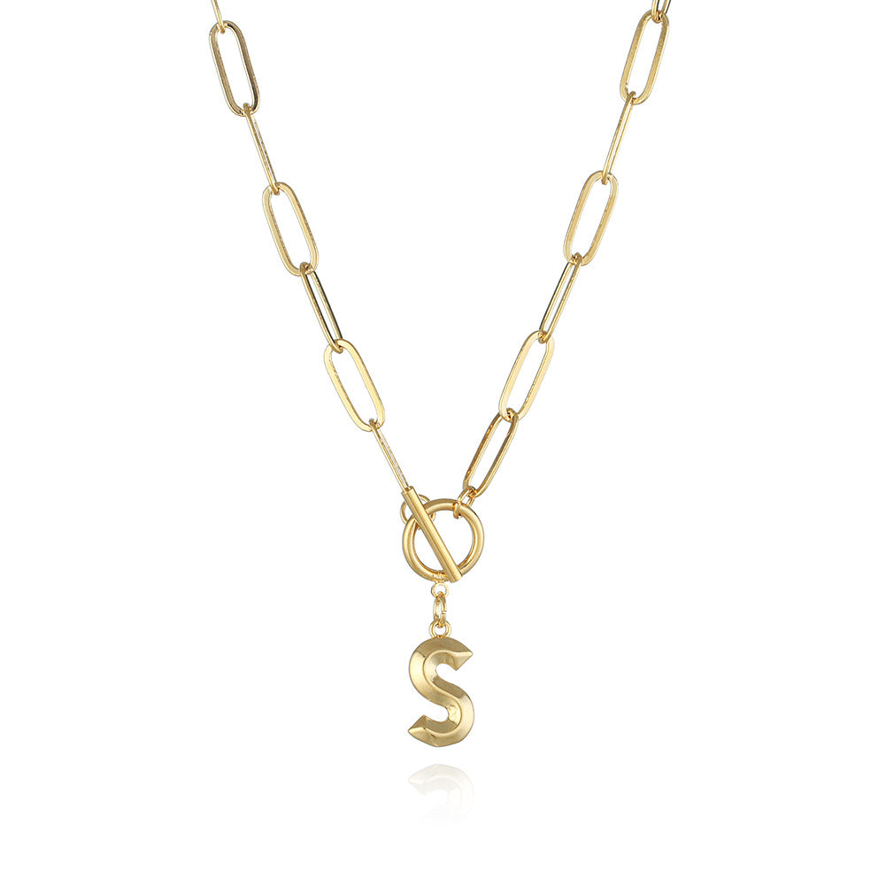 Letter Necklace Real Gold Plated Trend Hip Hop Necklace