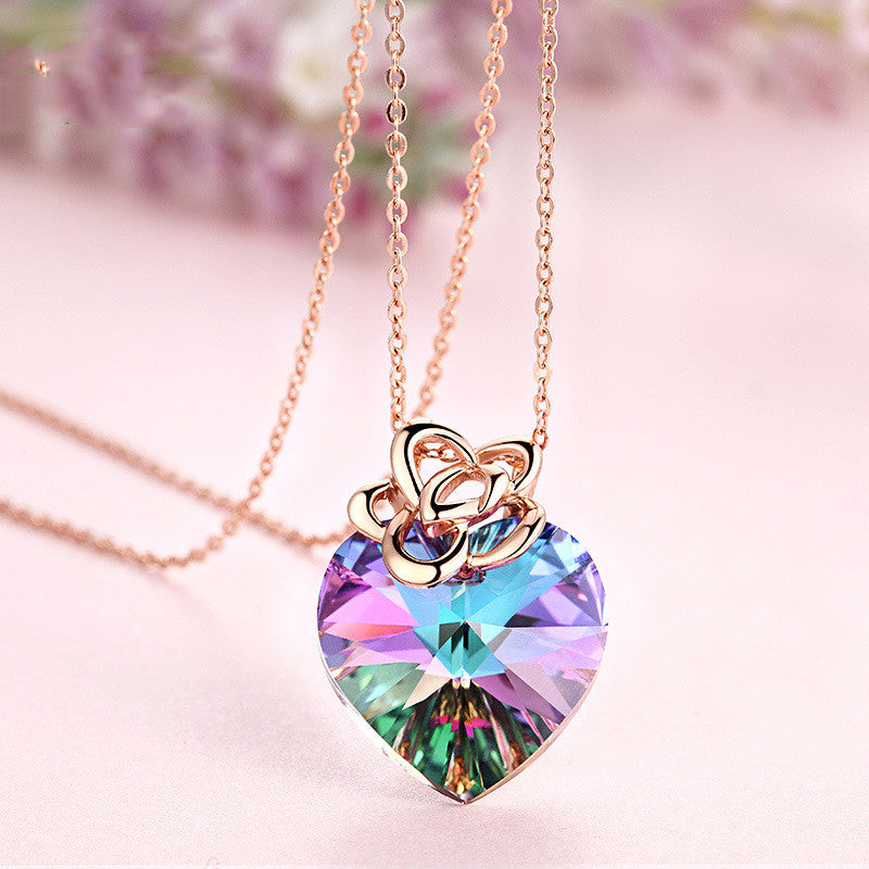 Colorful Heart Pendant Necklace – S925 Sterling Silver