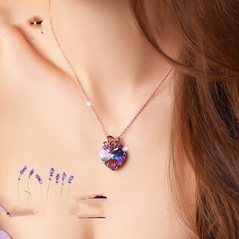 Colorful Heart Pendant Necklace – S925 Sterling Silver