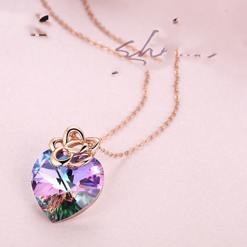 Colorful Heart Pendant Necklace – S925 Sterling Silver