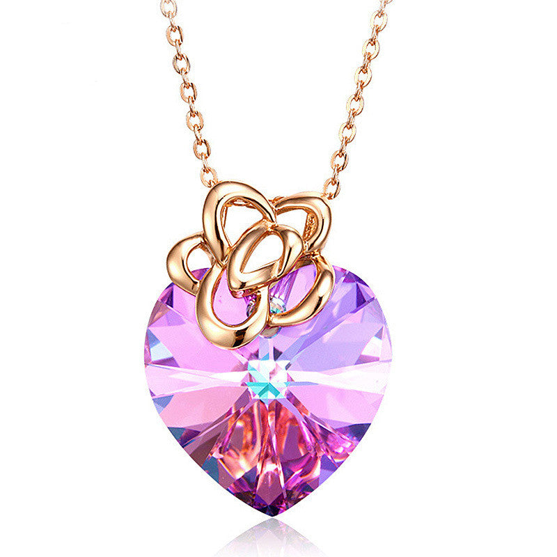 Colorful Heart Pendant Necklace – S925 Sterling Silver
