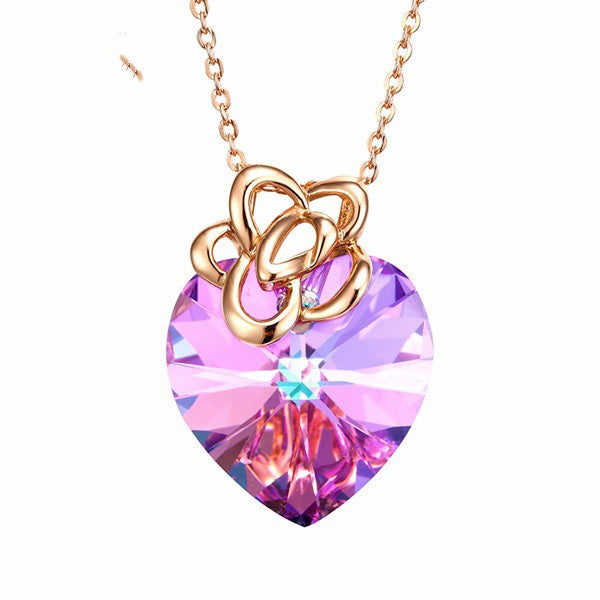 Colorful Heart Pendant Necklace – S925 Sterling Silver
