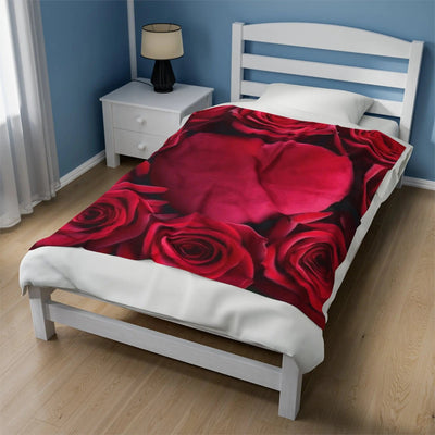 Printify All Over Prints 50" × 60" Plush Blanket Heart and Roses Design