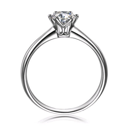 Jewelry S925 sterling silver jewelry SONA diamond ring 1 carat six-claw female crown simulation diamond ring ring