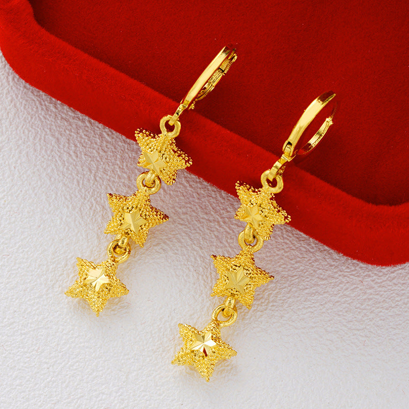 Brass Plated Gold Heart-shaped Earrings Lady Temperament Jewelry