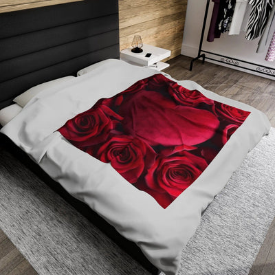 Printify All Over Prints 50" × 60" Plush Blanket Heart and Roses Design