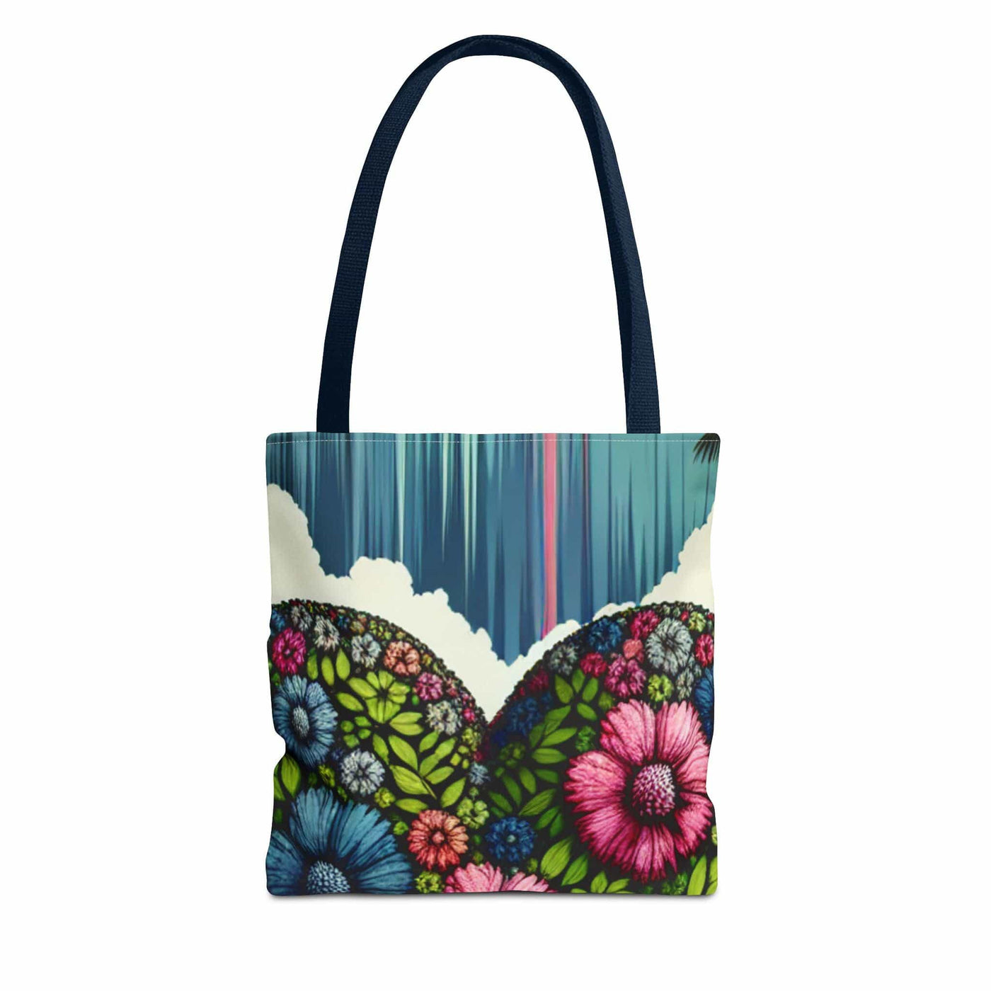 Printify Bags 13" × 13'' / Navy Floral Tote Bag