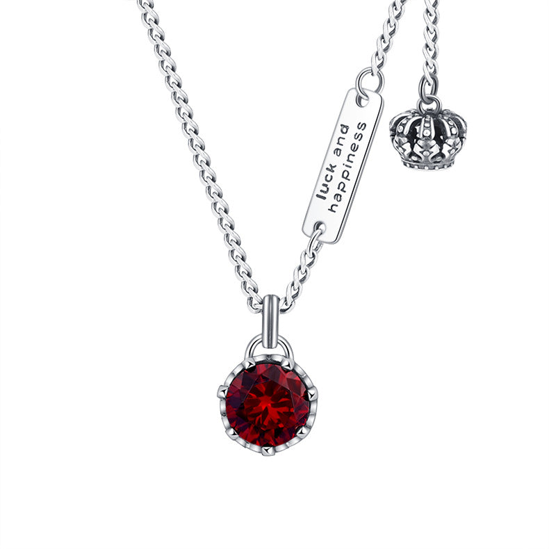 925 Sterling Silver Crown Retro Necklace Women's Brand Letter Small Design High Level