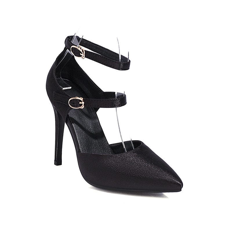 Maricel Long Shoes Black / 34 Hollow Women's Shoes Buckle Strap Stiletto Heel Pumps