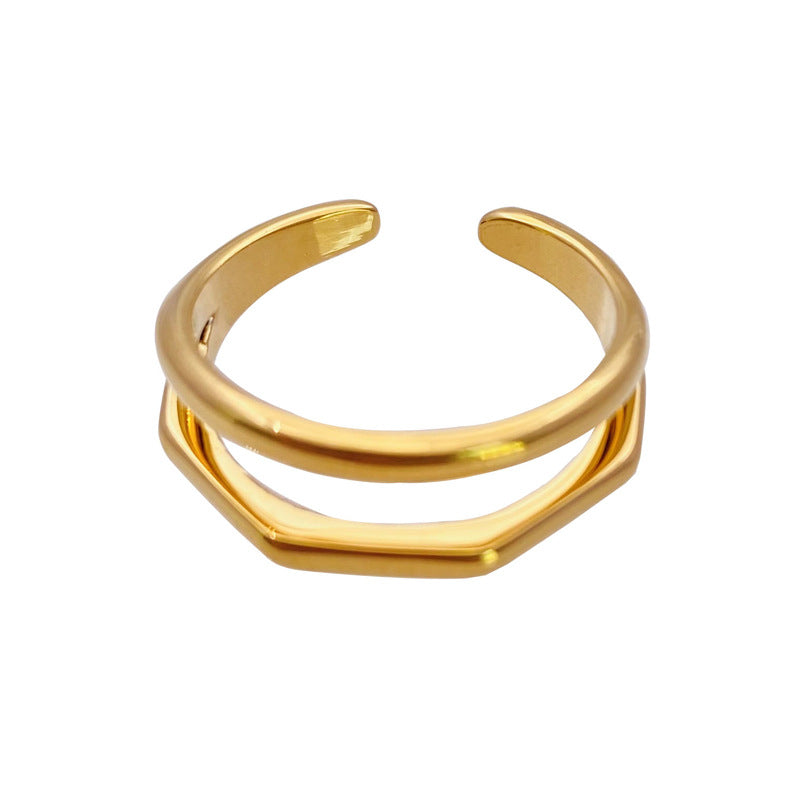 Double Band Minimal Ring – Gold-Plated Brass