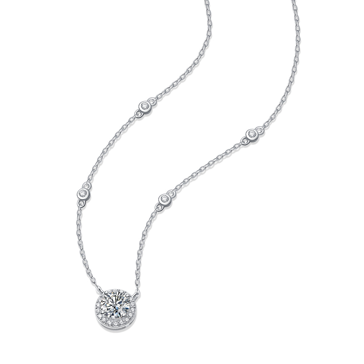 Twinkling Starlight Moissanite Necklace — Platinum-Plated S925 Silver