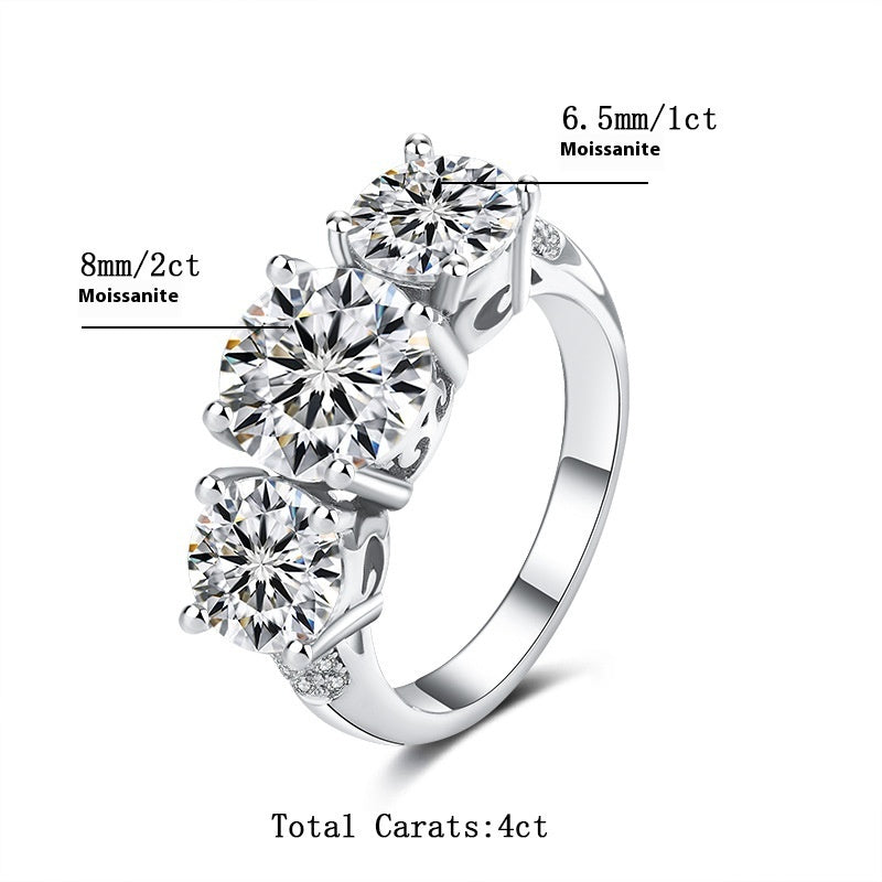 Color Moissanite Silver Ring