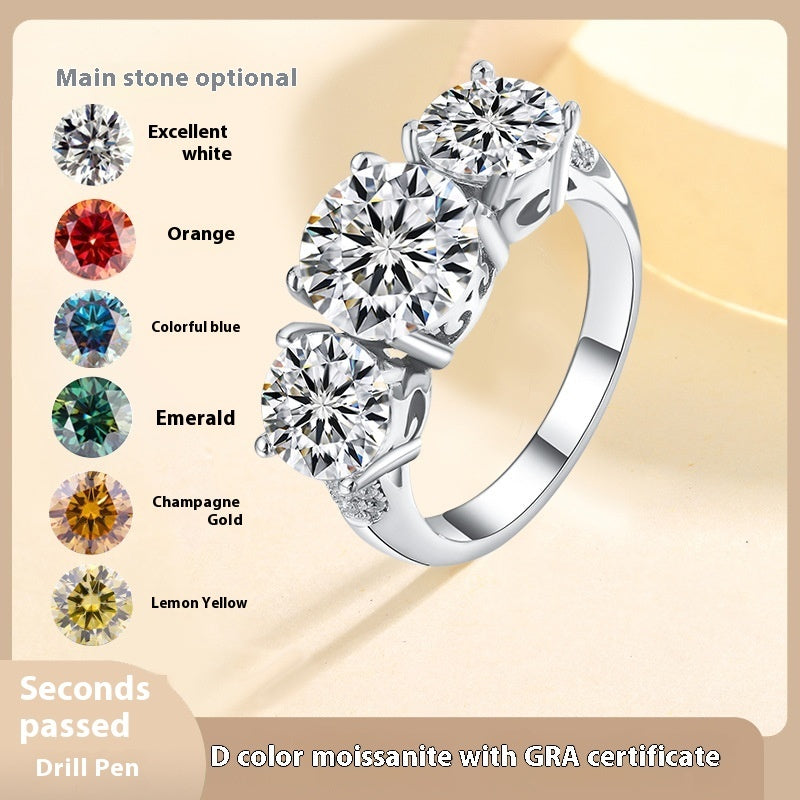 Color Moissanite Silver Ring