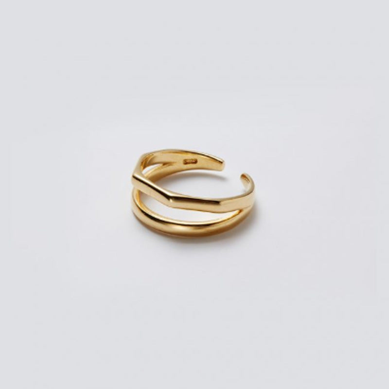 Double Band Minimal Ring – Gold-Plated Brass