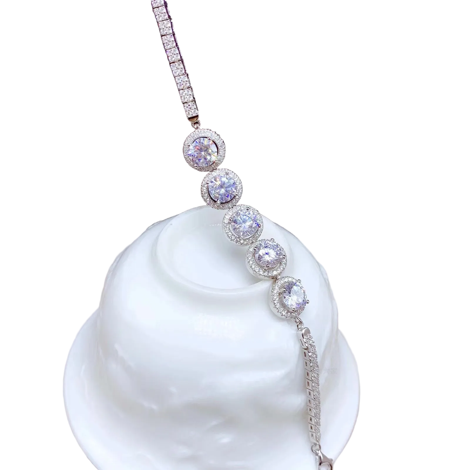 Five-Stone Moissanite Bracelet – S925 Sterling Silver