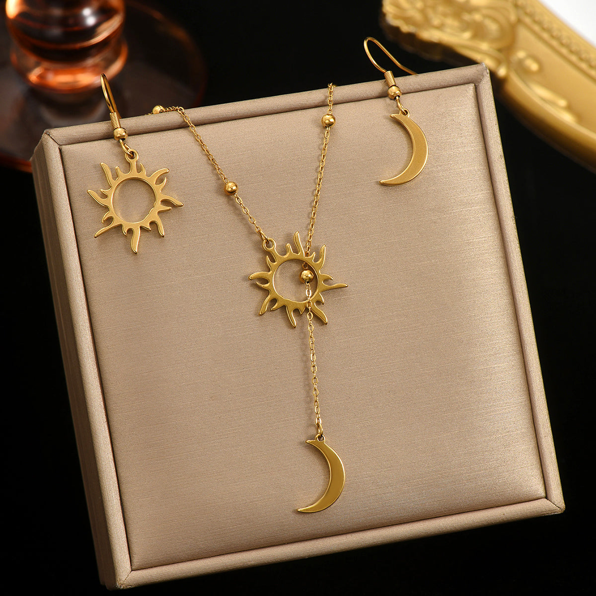 Luxury 18K Gold Plated Sun & Moon Jewelry Set