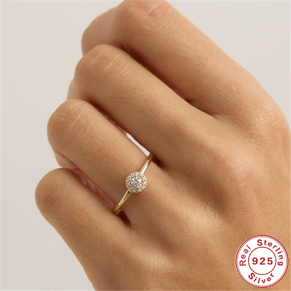 Rounded Moissanite Ring – 18K Gold Plated
