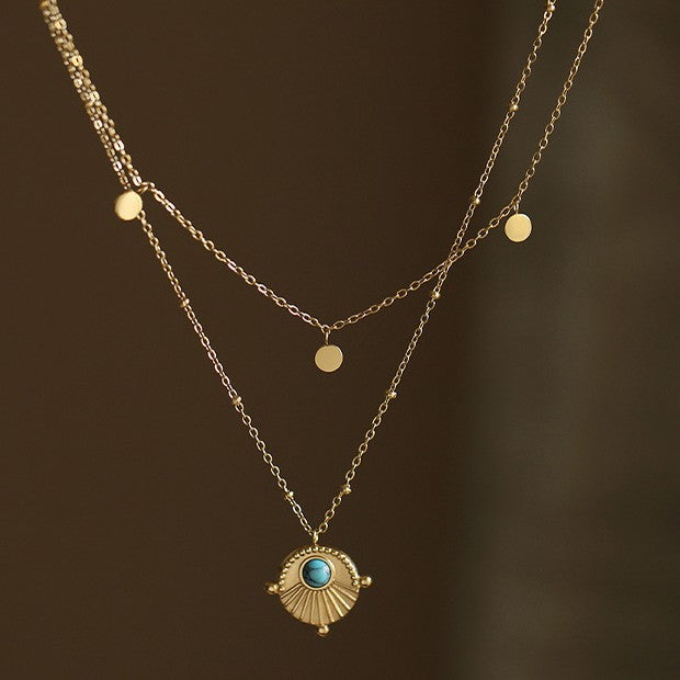 Bohemian-style Double-layer Turquoise Layered Necklace