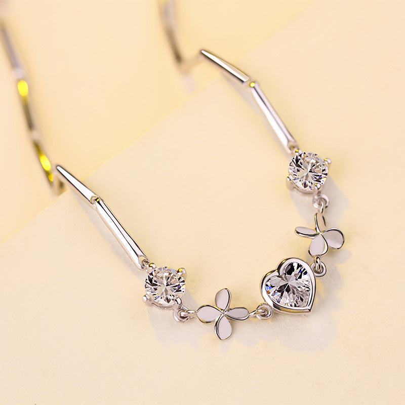 Liora Heart Clover Bracelet – S925 Sterling Silver