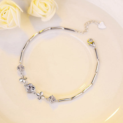 Liora Heart Clover Bracelet – S925 Sterling Silver