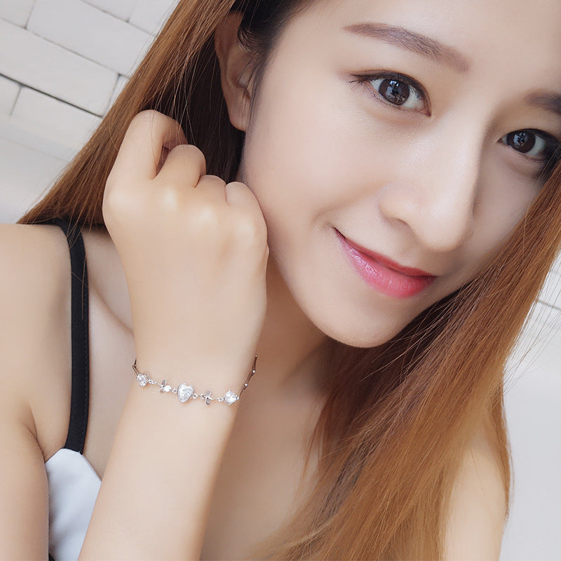 Liora Heart Clover Bracelet – S925 Sterling Silver