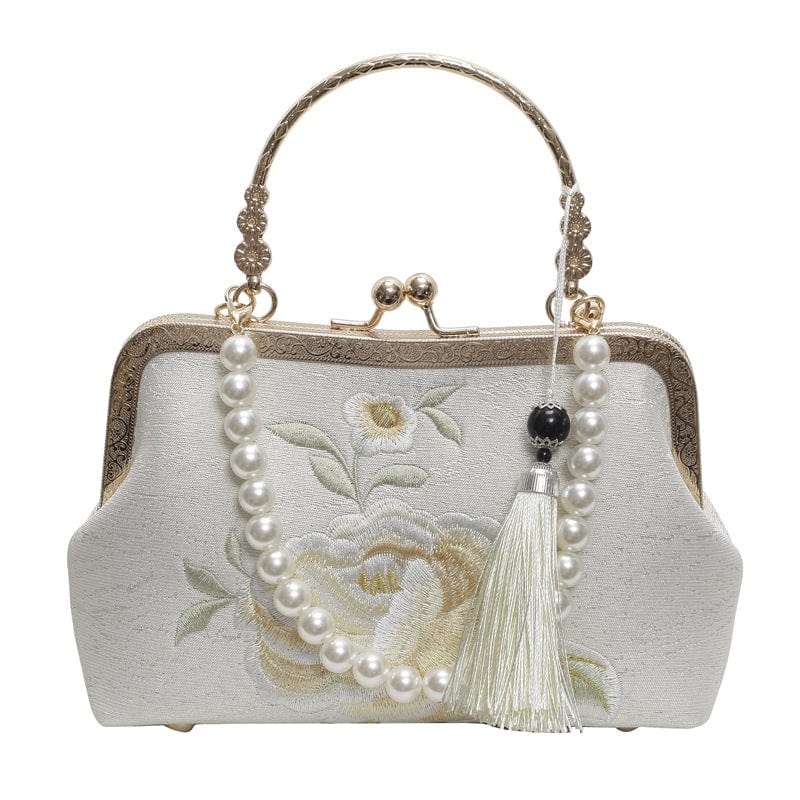 Maricel Long White Premium Chinese Style Embroidery Han Chinese Clothing Bag Ancient Chinese Style Crossbody Bag