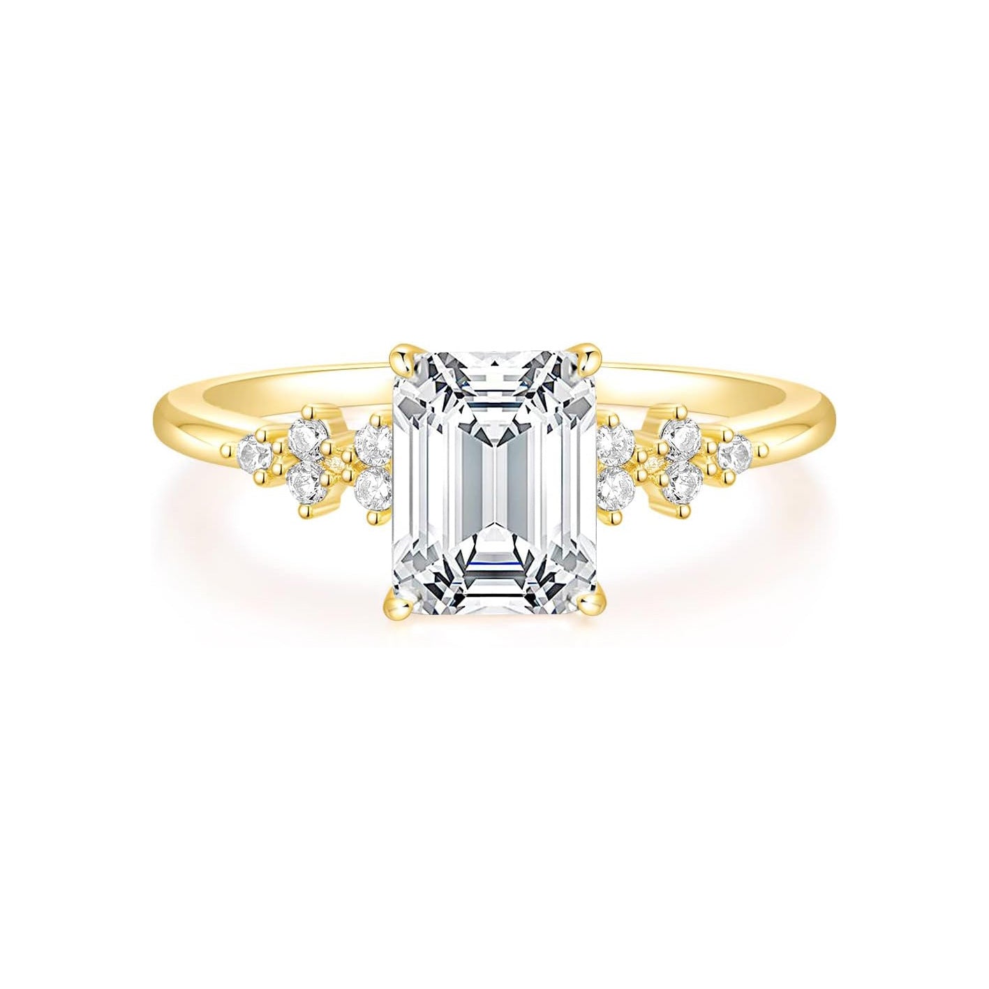 S925 Sterling Silver Pave-set Rectangular Zircon Ring