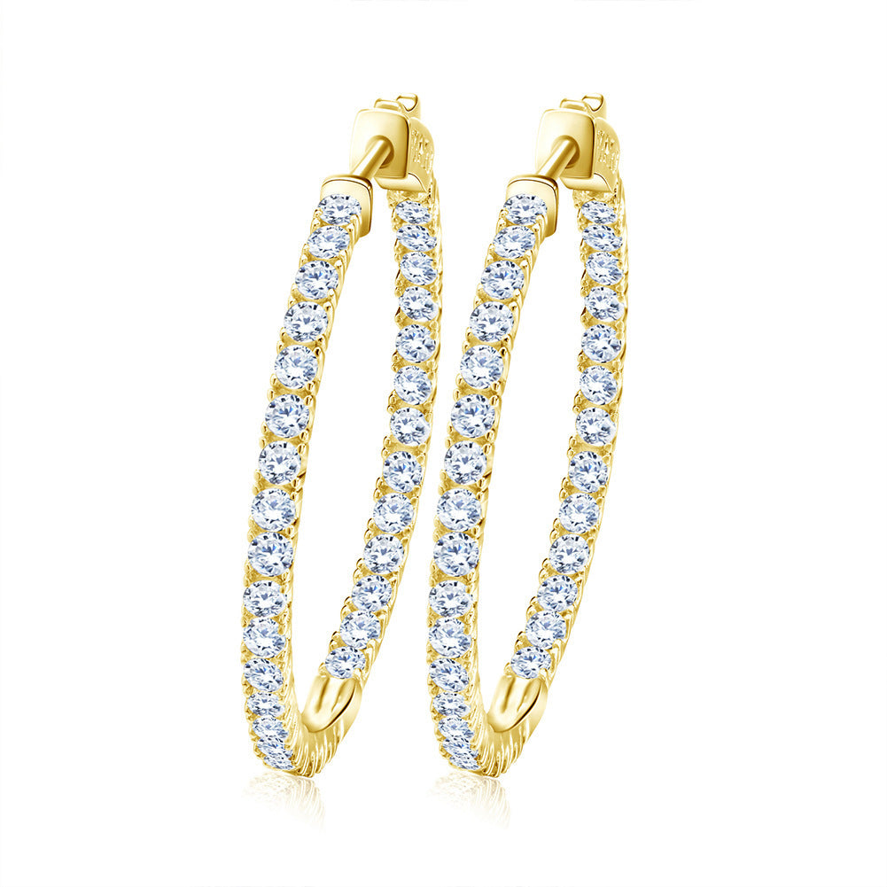 Brass Hoop Earrings with 4A Zircon – Platinum, 18K Gold & Rose Gold Finish