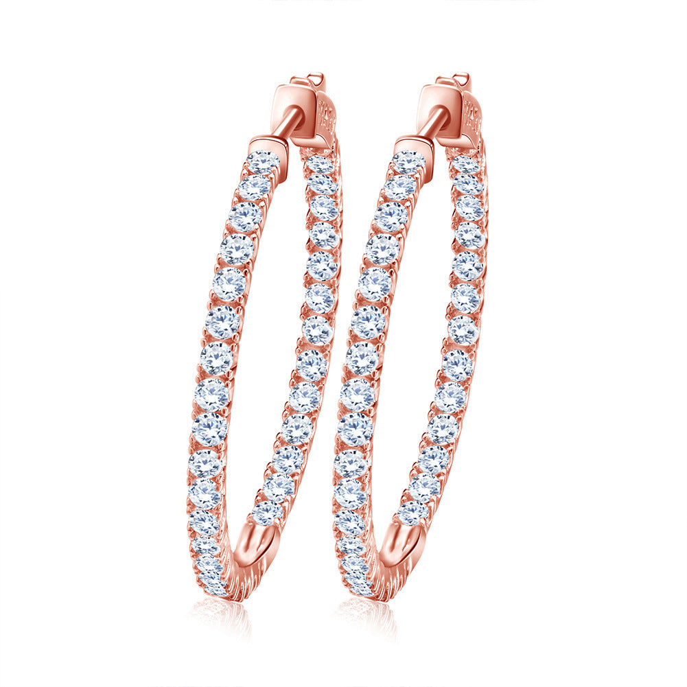 Brass Hoop Earrings with 4A Zircon – Platinum, 18K Gold & Rose Gold Finish