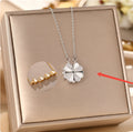Luxury Four-Leaf Clover Heart Pendant Necklace – Stainless Steel Crystal Jewelry for her