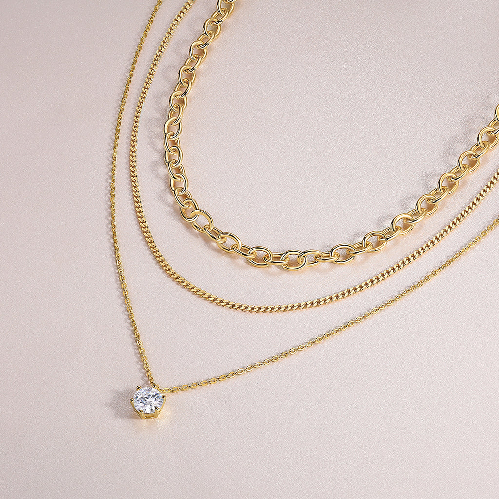 2-Carat Moissanite Pendant Necklace | Gold-Plated S925 Silver | GRA Certified